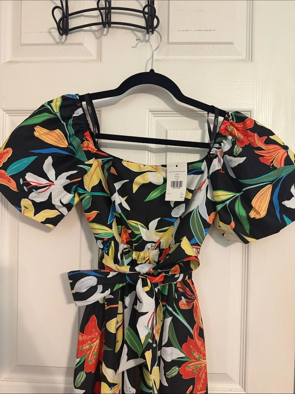 kate spade Black knee length Dress with Multicolor Floral Print
